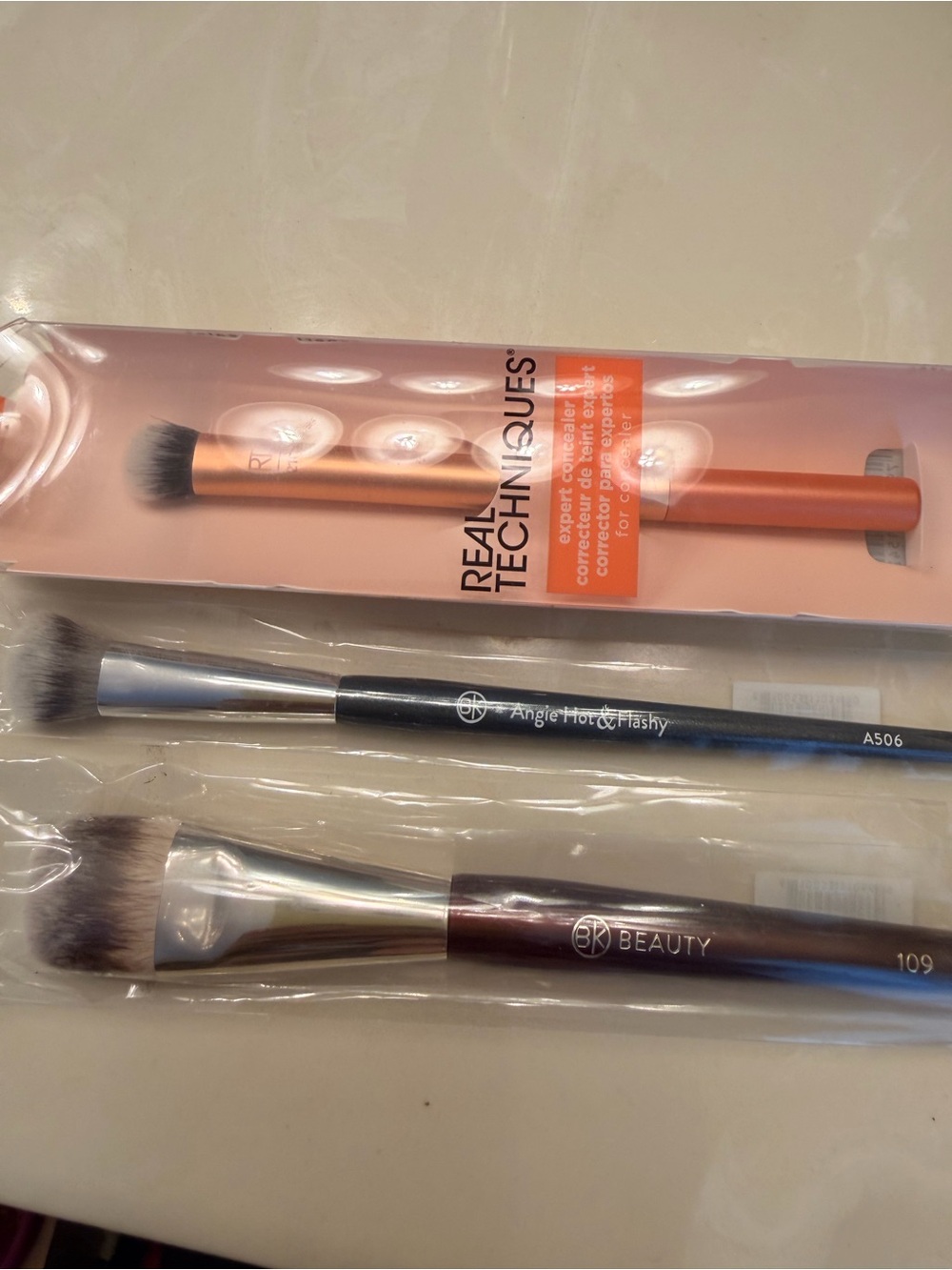Real Techniques & BK Beauty Face Brush Set - Pink, Orange, Black